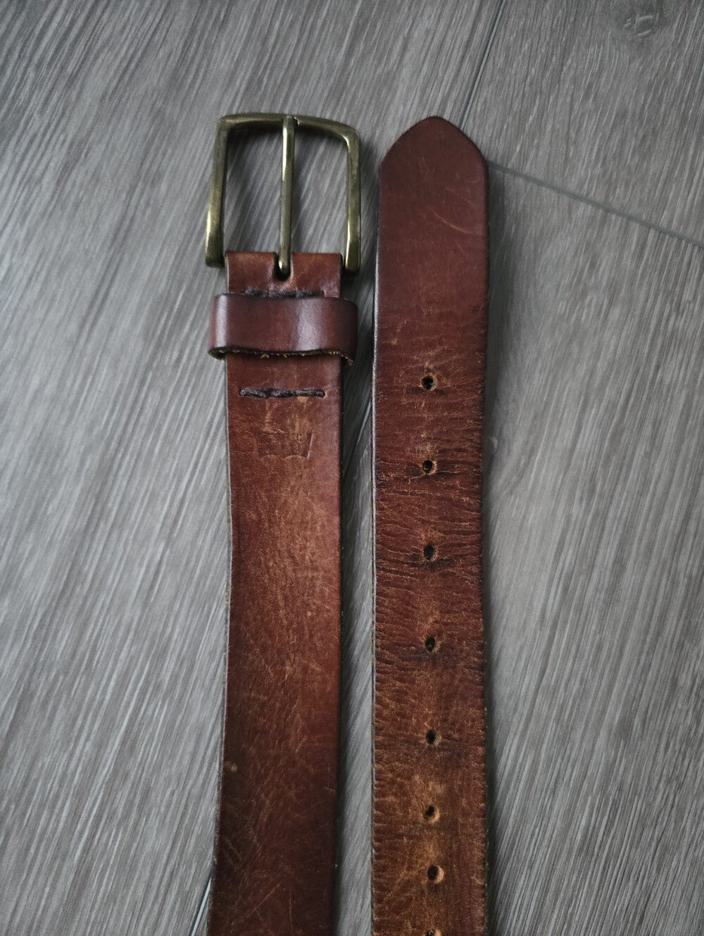 Levi's Genuine Leather Belt Brown Cognac Brass Buckle Vintage Mens Size 40